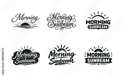 Harmonious Lettering Grid. Soft morning sunbeam. Set lettering. harmonious lettering variations of the same emblematic concept, each with different artistic