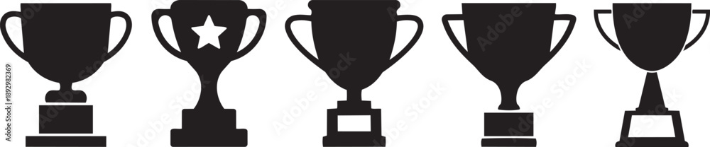 Obraz premium Symbol of Victory: A collection of elegantly crafted trophy silhouettes, symbols of honor, success and achievement.