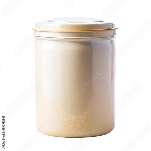 Plastic Kitchen Jar with Lid and Contents PRODUCT on WHITE BACKGROUND