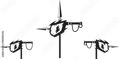 Black and White Sketched of a Whisk with Lightning and Pointed Tip
