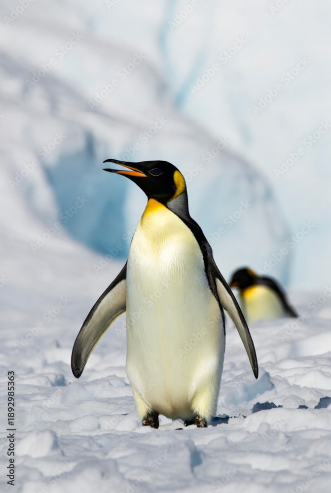 Obraz premium Emperor Penguin Standing on Antarctic Ice in Natural Habitat