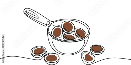 Continuous Line Art of Coffee Beans in a Scoop