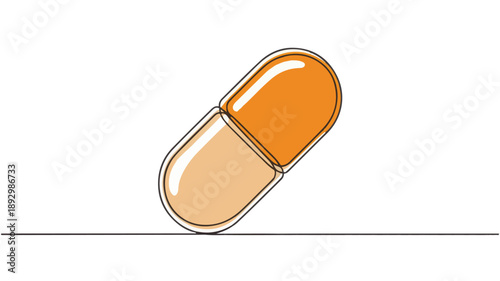 Orange and Cream Colored Pharmaceutical Capsule