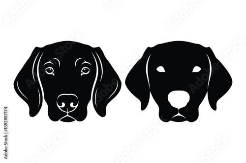 Dog Heads: Black Silhouettes of Labrador Retriever Faces