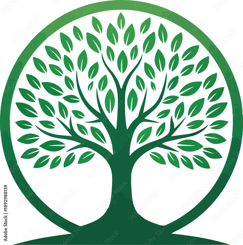 Obraz premium Tree and roots vector, tree with round shape