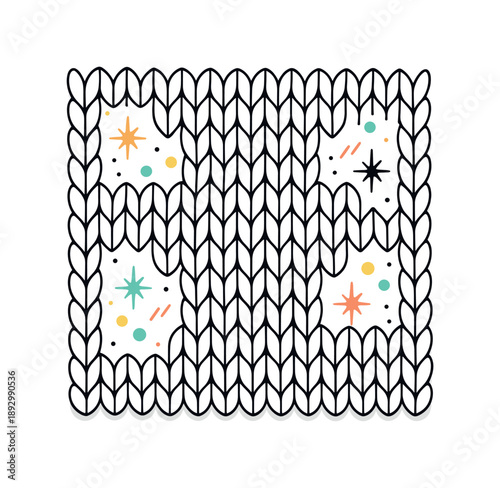 Minimalist Knit Texture. Knit fabric texture. Simple knitted grid pattern with visible stitches, modern craft-inspired design. Calm natural feeling and