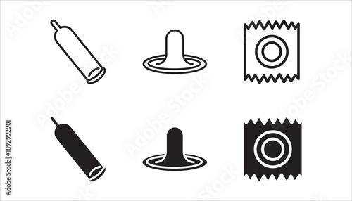 Condom vector icon set, protect symbol. simple flat vector illustration on white background