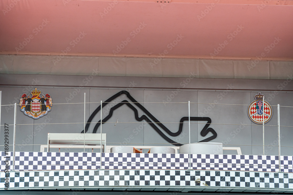 Naklejka premium Formula 1 podium structure almost ready in Monaco weeks before Grand Prix