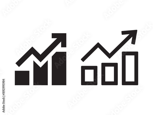 Free Download Two black bar graph with upward trending arrows bar chart data analytics - GFXLoad