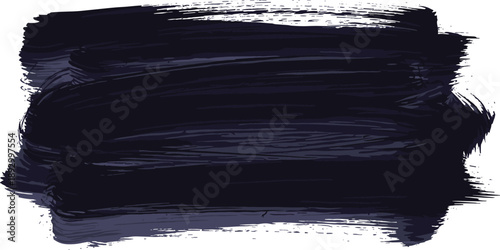 Abstract vector illustration of dark horizontal brushstroke with rough edges, layered paint texture, artistic background design