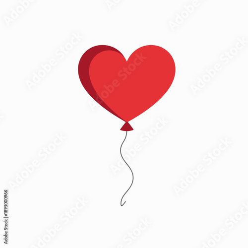 A simple and charming illustration of a heart-shaped red balloon gracefully floating against a clean white background, representing love and celebration.