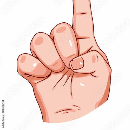 Illustration of a human hand with an extended index finger, representing direction or emphasis, depicted in a cartoon style with realistic shading and texture