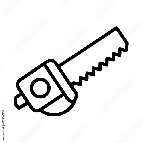 Saw construction tool outline illustration on white background