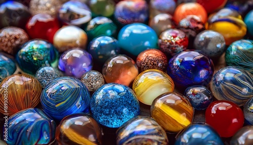 A Close Up Of A Dazzling Assortment Of Colorful Glass Beads And Marbles With Intricate Patterns And Varied Textures