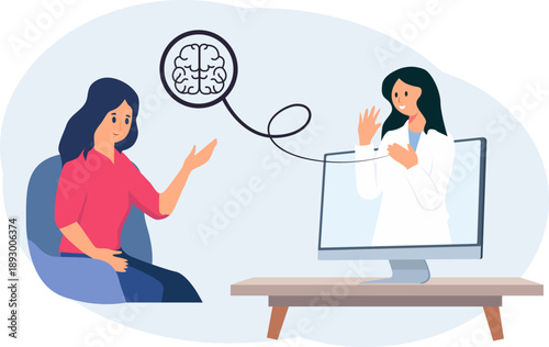 Woman consulting psychologist online