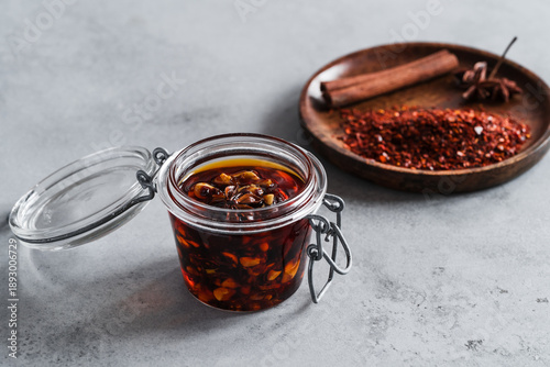 Εκτύπωση καμβά Spicy chili crisp oil sauce with roasted salted peanuts
