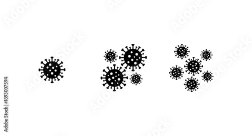 Illustration of virus particles spreading and multiplying in a cluster formation