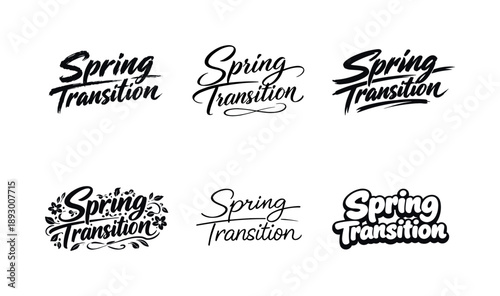 Spring Lettering Variations. Subtle Spring Transition Lettering. Set lettering. harmonious lettering variations of the same emblematic concept, each with
