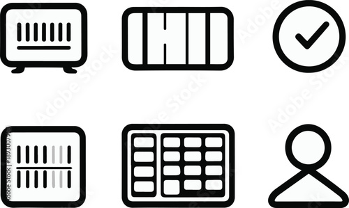accessibility objects, screen reader icon, accessibility settings panel, contrast adjustment slider, keyboard navigation symbol, inclusive user icon, bold black thick outline line art 3
