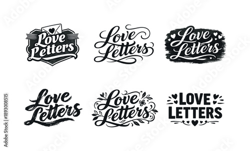 Vintage Lettering Styles. Vintage love correspondence script. Set lettering. harmonious lettering variations of the same emblematic concept, each
