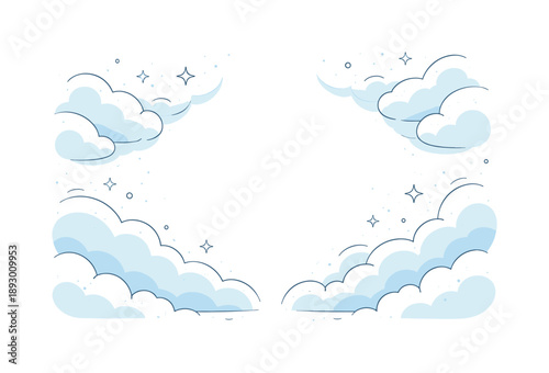 Serene Sky Abstraction. Clear sky moment. Abstract cloud forms opening and drifting upward, leaving more white space and visual breathing room. The mood