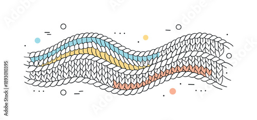 Wavy Knit Texture. Knit fabric texture. Stylized knit pattern forming gentle waves, calm and decorative textile surface. Sense of flexibility and softness,