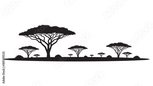 African Landscape Illustration Featuring Iconic Acacia Trees