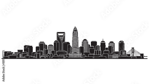 Cityscape silhouette skyline illustration of a modern city