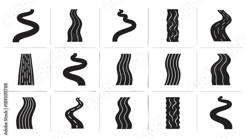 Collection of abstract wavy lines and striped patterns graphic design
