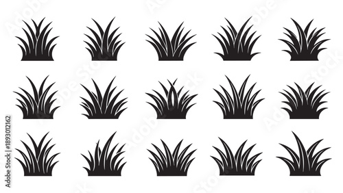 Collection of Various Tall Grass Silhouettes for Design Projects