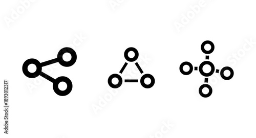 Collection of network connection and sharing icons with nodes and links
