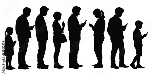 Group of people silhouettes standing together vector illustration