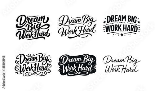 Creative Lettering Variations. Quote poster lettering. Set lettering. harmonious lettering variations of the same emblematic concept, each with different