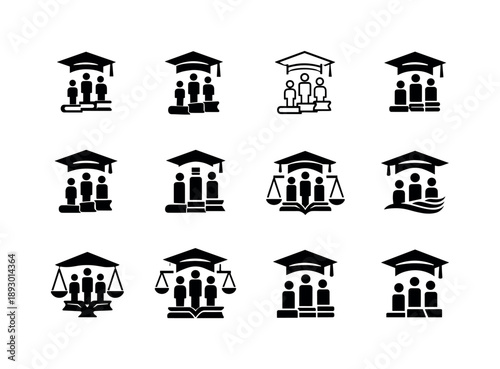 Education Equality Logos. Education equality. Icon set. Set Logo of Education equality: fairness in learning icon. harmonious logo variations of the same