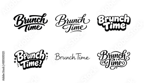 Brunch Lettering Variations. Brunch time. Set lettering. harmonious lettering variations of the same emblematic concept, each with different artistic