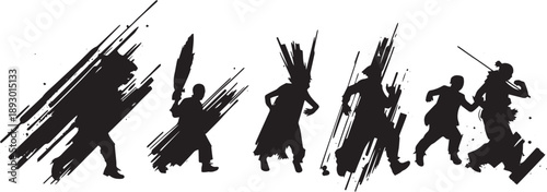 Brush set. Vector black paint brush spots, highlighter lines or felt-tip pen marker. Ink smudge abstract shape stains and smear set with texture