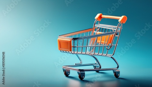 Mini Carro De Supermercado Azul E Laranja