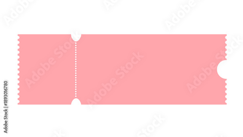 Fotografi Soft pink ticket or invitation with perforation detail and rounded cutouts, isol