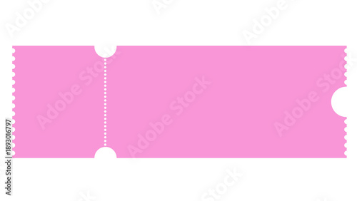 Foto Light pink blank ticket with perforated edge and circular cutouts, isolated on a