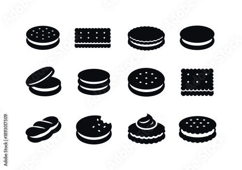 Assorted Biscuit Icons. Stress Relief Pop. Colorful flat vector icons set of Stress Relief Pop: popping bubble, smiling face, fingertip press, pop sound waves,