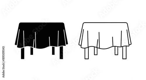 Tablecloths draped tables black white Vector