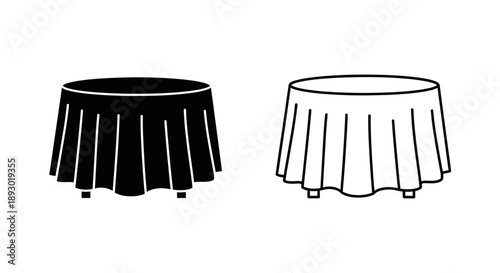 Black and white round table cloths event decoration Vector