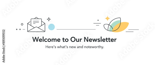 Professional Email Header. Email header template. A clean editorial header with a simple headline area, small icon and abstract shapes, designed to introduce