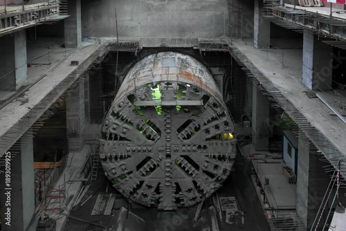 A tunnel boring machine is a machine that constructs subway tunnels.