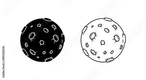 Black and white moon illustration astronomy space Vector