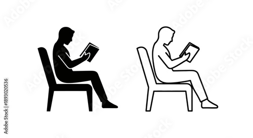 Reading man silhouette illustration Vector