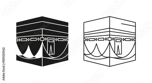 Black and white kaaba islamic symbol minimalist design Vector