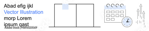 Time management, productivity, business planning, scheduling, organizational tools, progress. Minimalistic design with calendar, clock graphs and charts. Time management and productivity concept
