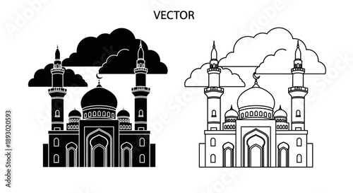 Islamic mosque architecture vector illustration Vector