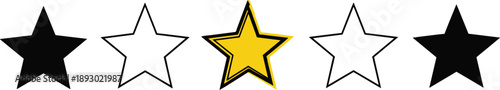 Five-star rating icon set with mixed fill styles, including black, yellow, and outlined stars in non-standard arrangement